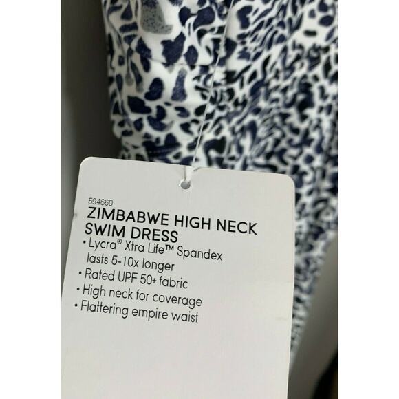 Athleta Womens Size 32D/DD Zimbabwe‎ Swim Dress High Neck NWT Animal Print - Picture 6 of 9